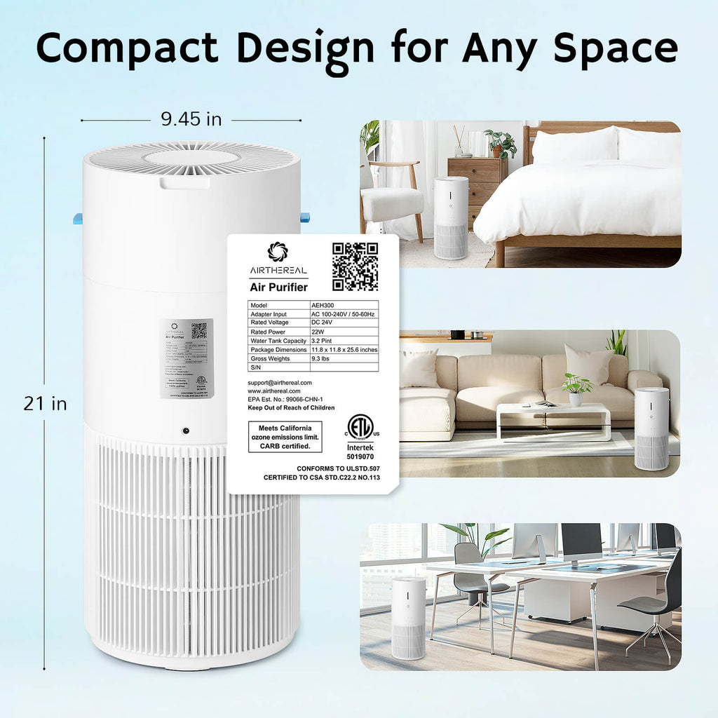 Airthereal AEH300 Air Purifier & Humidifier | CADR 300 | HEPA