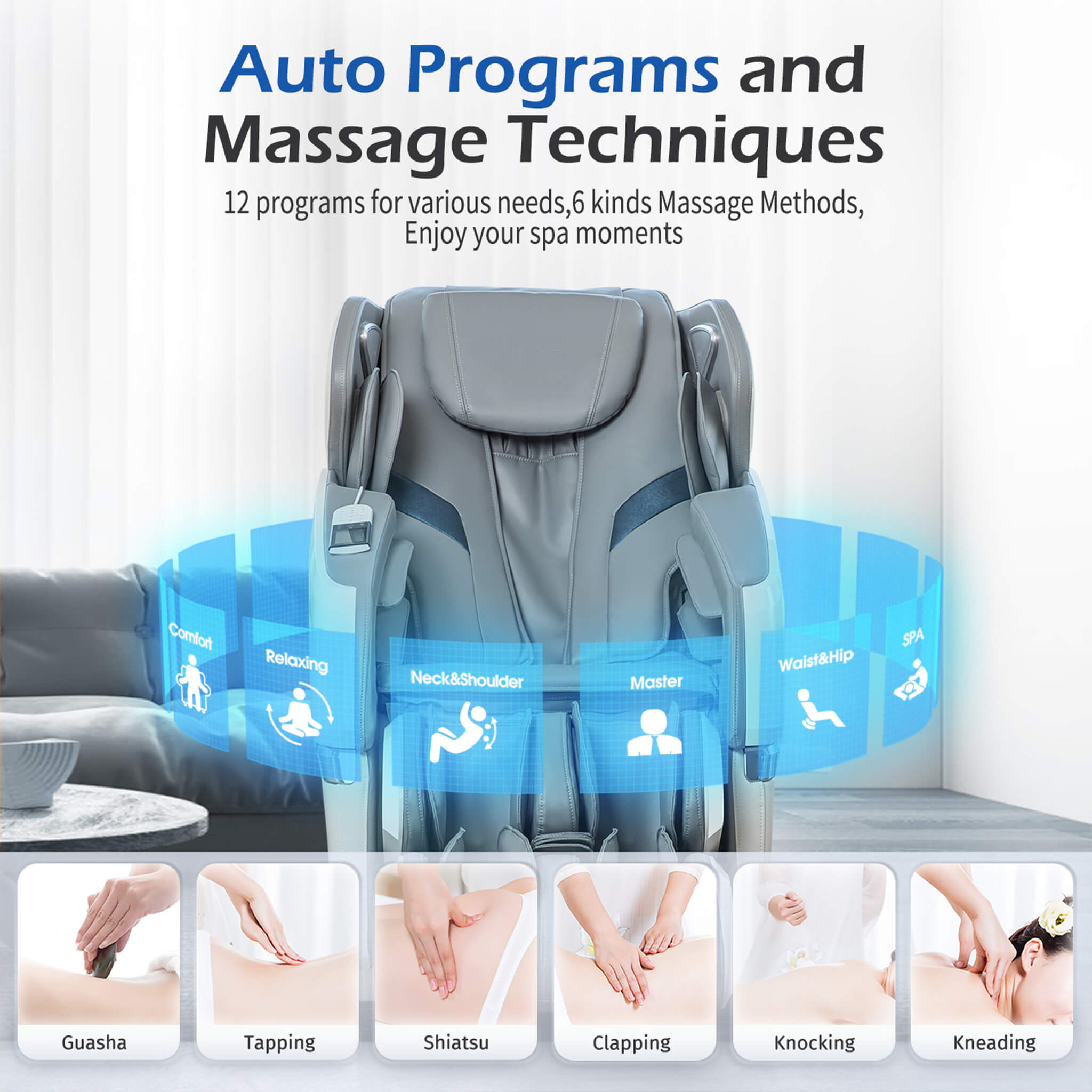 Bosscare Premium | Full-Body Zero Gravity Massage Chair | 3D L+S-Track | Heated | Gray