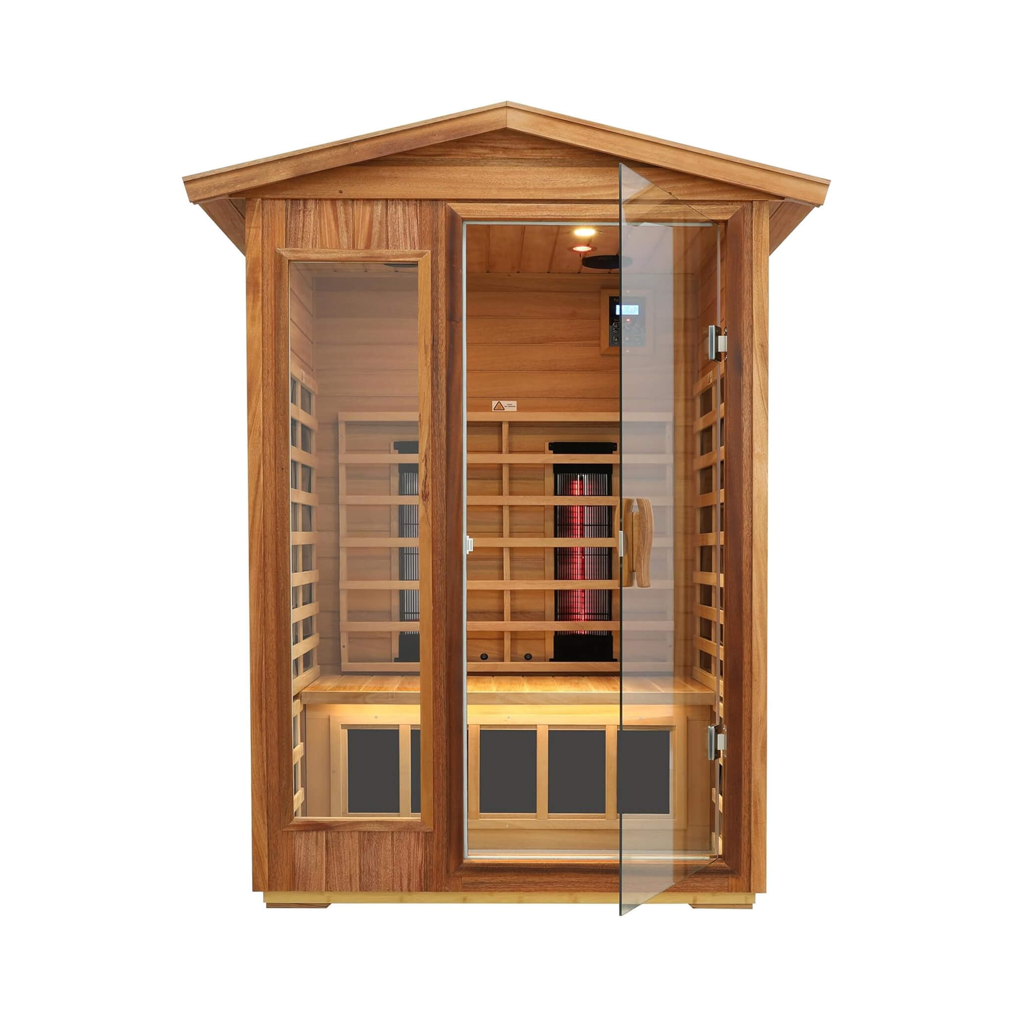 Deluxe 2-Person Outdoor Mahogany Low EMF Far Infrared Sauna With Bluetooth Audio And LED Lights (SAK83719)