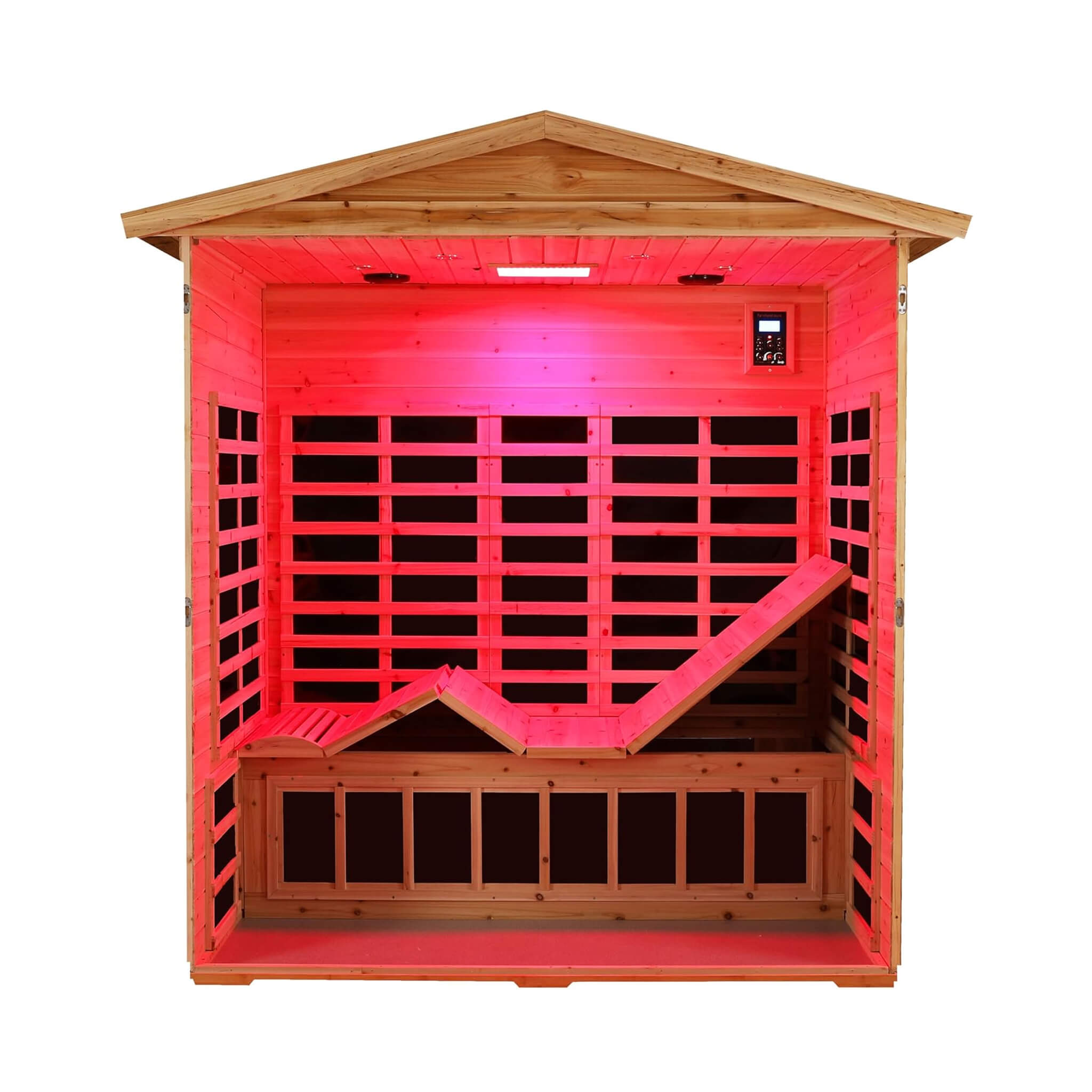 Deluxe 3-Person Outdoor Full Spectrum Low EMF Infrared Home Sauna With Bluetooth Speakers And LED Reading Light (SAK14098)
