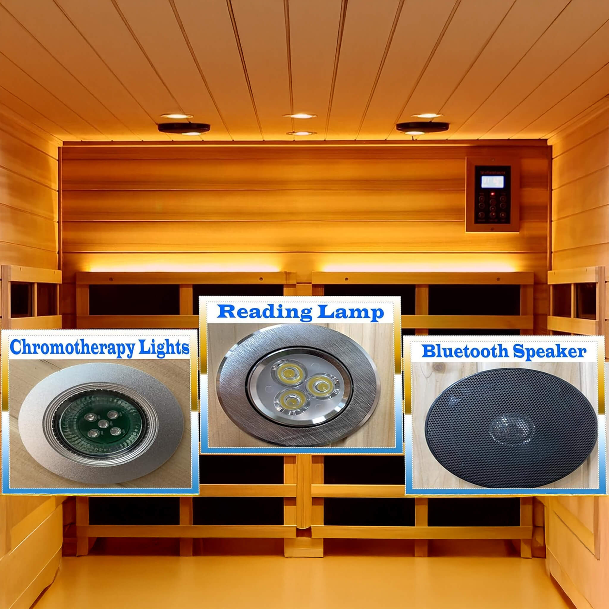 Deluxe 4-Person Outdoor Mahogany Full Spectrum Ultra-Low EMF FAR Infrared Sauna With Chromotherapy And Bluetooth Speakers (SAK98263)