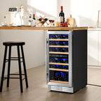 DirectDeals 30-Bottle Dual Zone Wine Cooler | 40–66°F | Beech Shelves | LCD Touch | UV Glass | Auto Defrost | Lock