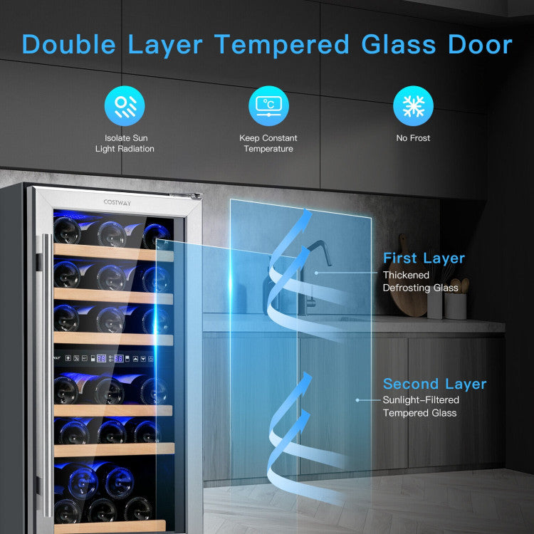 DirectDeals 30-Bottle Dual Zone Wine Cooler | 40–66°F | Beech Shelves | LCD Touch | UV Glass | Auto Defrost | Lock