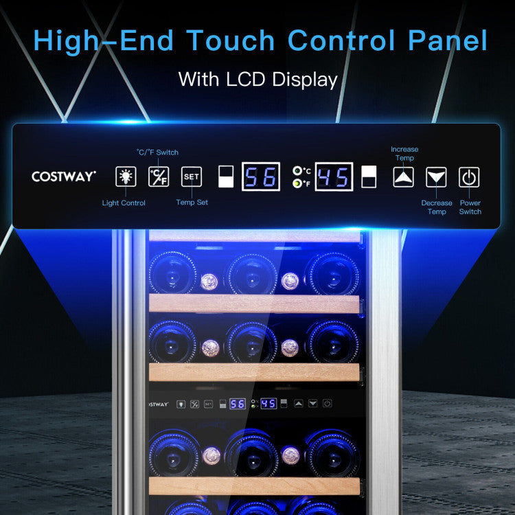 DirectDeals 30-Bottle Dual Zone Wine Cooler | 40–66°F | Beech Shelves | LCD Touch | UV Glass | Auto Defrost | Lock