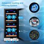 DirectDeals 30-Bottle Dual Zone Wine Cooler | 40–66°F | Beech Shelves | LCD Touch | UV Glass | Auto Defrost | Lock