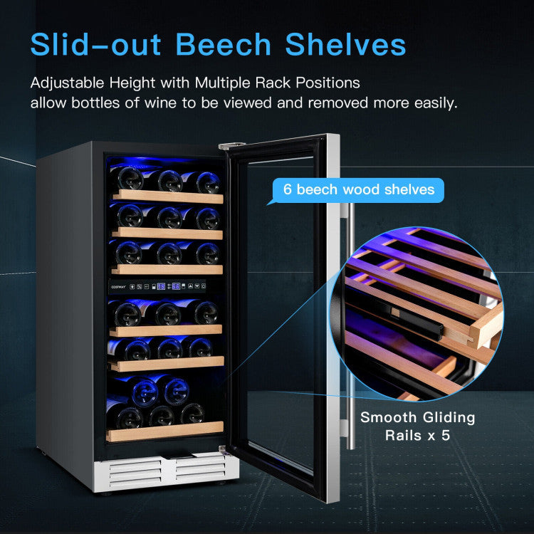 DirectDeals 30-Bottle Dual Zone Wine Cooler | 40–66°F | Beech Shelves | LCD Touch | UV Glass | Auto Defrost | Lock