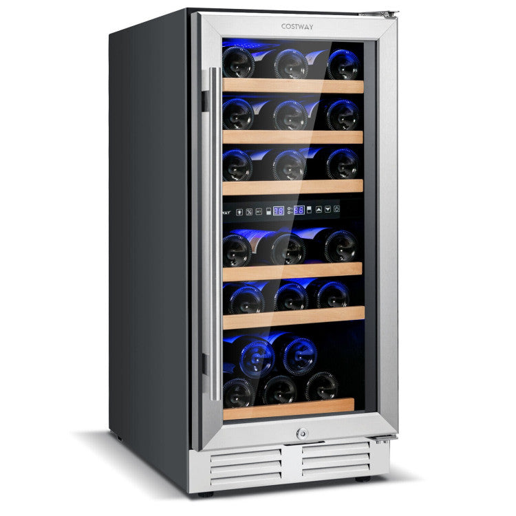 DirectDeals 30-Bottle Dual Zone Wine Cooler | 40–66°F | Beech Shelves | LCD Touch | UV Glass | Auto Defrost | Lock