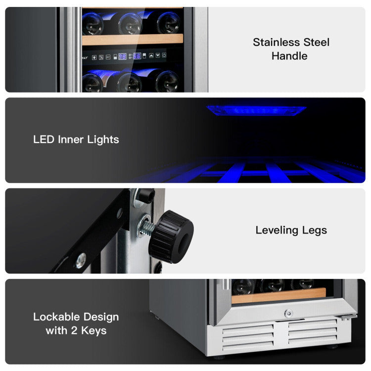 DirectDeals 30-Bottle Dual Zone Wine Cooler | 40–66°F | Beech Shelves | LCD Touch | UV Glass | Auto Defrost | Lock